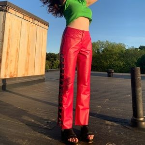 Hot Pink Wilson’s Leather O-Ring Leather Pants